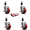 Service Caster 3.5'' Red Poly Swivel 1-3/8'' Expanding Stem Caster Set with Brake, 4PK SCC-EX20S3514-PPUB-RED-TLB-138-4 - alternate 3